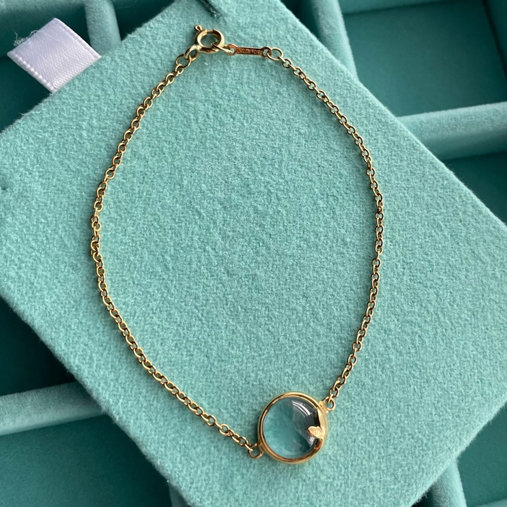 Tiffany yellow gold olive leaf topaz bracelet - Picture 3 of 9